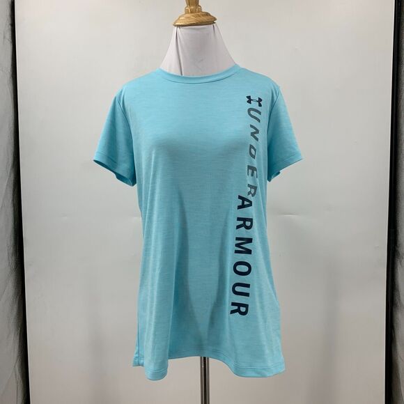 Under Armour Loose Tee Womens M Medium Blue Heatgear Short Sleeve Logo Shirt - Picture 2 of 14